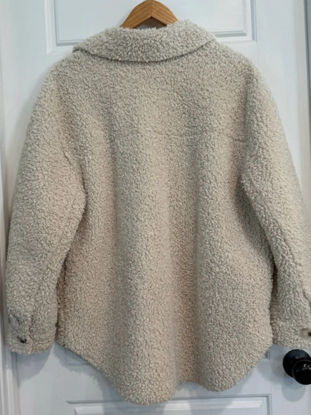 Bohme Cream Teddy Sherpa Shacket Jacket Oversized Button Up Small NWOT